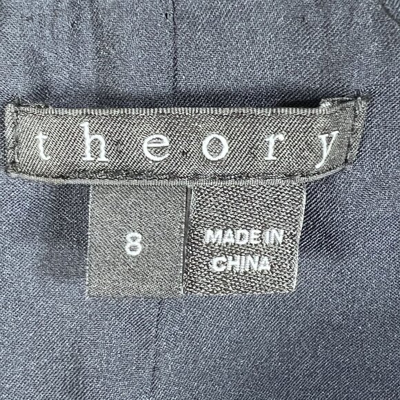 Theory Womens 8 Navy Textured Zip Front Sheath Dress Cap Sleeve Career Wear - Picture 13 of 16